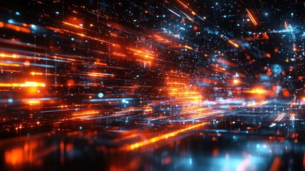 Fototapeta premium Abstract digital background with vibrant light streaks and patterns.