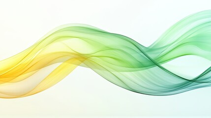 Modern design with abstract, translucent yellow and green waves, softly curving and blending on a smooth background.