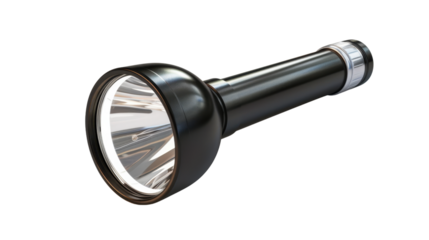 LED flashlight on transparent background