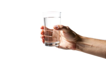 Close-up of hand holding a glass of clear water