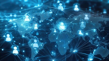 Modern marketing automation software connected to global business networks, representing the evolution of digital marketing strategies.