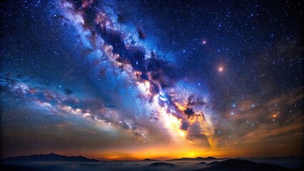 Fototapeta premium ethereal, fantasy, panoramic, space, darkness, dark background, abstract, universe, Milky Way, mystic, cosmic, Night starry sky Milky Way Abstract dark background Bird s Eye View