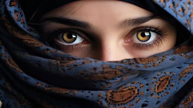 Eyes of a girl in a burqa, close-up