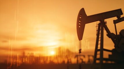 Crude Oil Price Surge Captured Dynamic Image of Oil Fields and Rising Market Charts - Essential Visual for Journalists Covering Economic Trends and Energy Markets Analysis