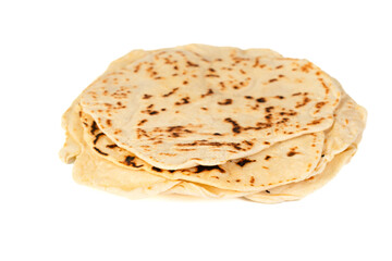 Fried lavash on white background