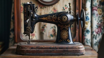 Vintage sewing machine sews on a vintage sewing machine retro sewing machine
