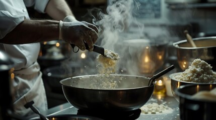 Weighing ingredients in the restaurant