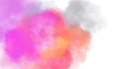 Transparent watercolor color smoke explosion texture overlay effect. Watercolor texture of clouds, paint brush strokes, paint stain strokes. Png file