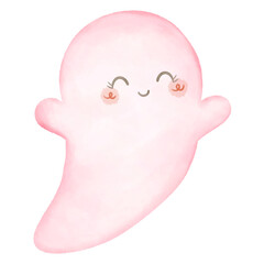 Cute Kawaii Pink Ghost in Halloween Season