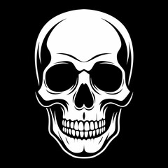 Fototapeta premium Skull illustration, black and white, spooky Halloween design