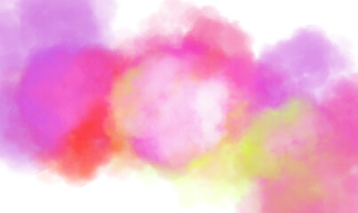 Transparent watercolor color smoke explosion texture overlay effect. Watercolor texture of clouds, paint brush strokes, paint stain strokes. Png file