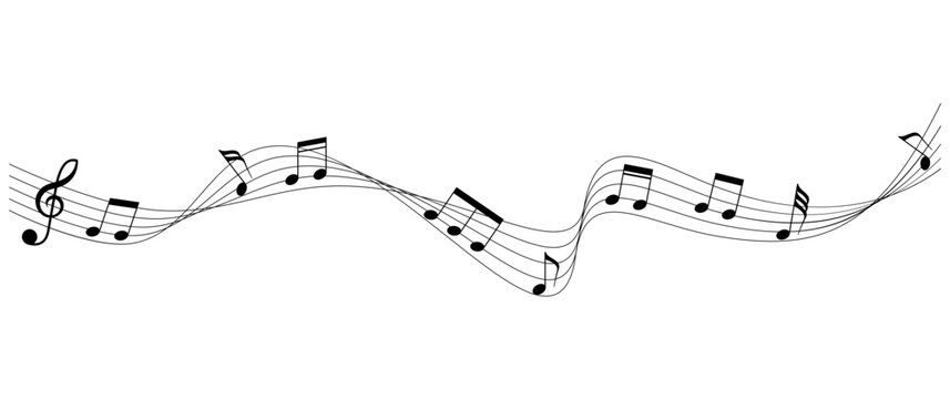Black musical chords and note moving. A vector illustration