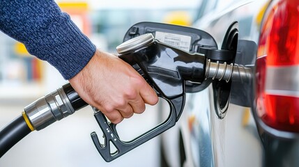 Filling Up a Car with Gasoline at the Gas Station