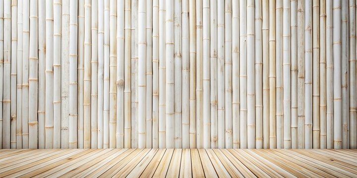 backdrop, large background, light, White wooden surface widescreen texture with a natural bamboo light backdrop and whitewashed wood slat large background creating a depth of field effect