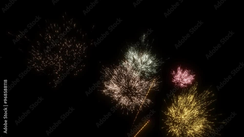 Wall mural firework explosion on alpha channel. element stock motion graphics of firework place on footage or b
