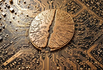 Artificial Intelligence Brain on Circuit Board