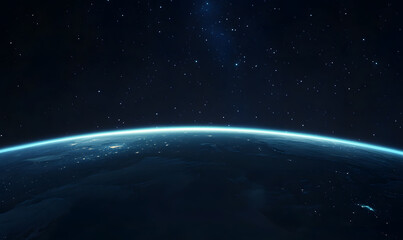 graphics of space, planets, and astronauts on a white background.