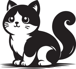 cute a cat silhouette vector design
