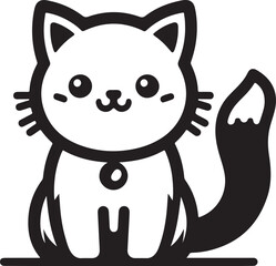 cute a cat silhouette vector design