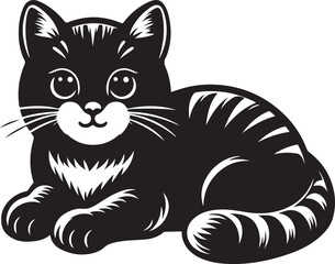 cute a cat silhouette vector design