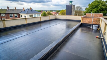 weatherproofing,roof, sealer, durability, building, water, layer, shield, surface, bitumen, flat, professional, repair, seamless, Waterproofing a flat roof terrace with roll bitumen