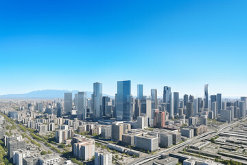 Fototapeta premium Aerial View of Skyscrapers in an Urban Cityscape