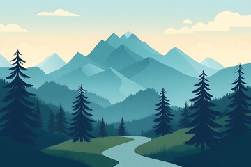 Beautiful mountain landscape at Caucasus mountains colorful painting looks like picture.