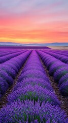 Obraz premium Serene lavender field at sunset