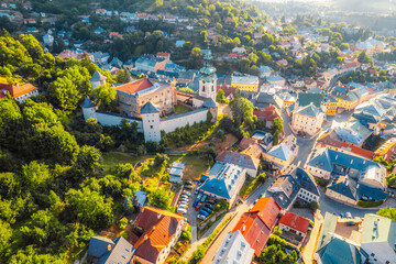 City of Banska Stiavnica with old castle and square,  UNESCO, Slovakia. Old Slovakia mining town of Banska Stiavnica.