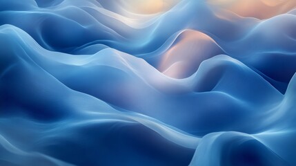 Blue abstract fluid waves with soft lighting