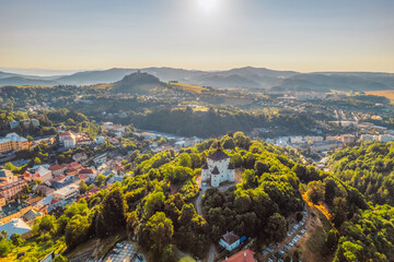 City of Banska Stiavnica with old castle and square,  UNESCO, Slovakia. Old Slovakia mining town of...