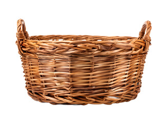 Brown wicker basket isolated on transparent
