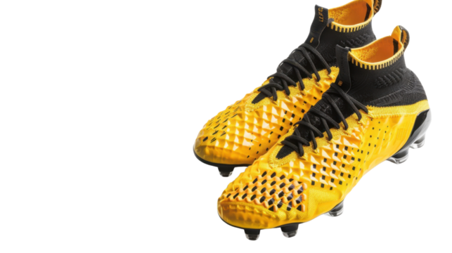 Football boots, soccer cleats on transparent background