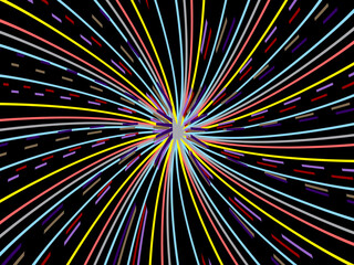 Groovy Hippie 70s background. Waves, vortices, swirl patterns. Twisted and distorted vector texture in trendy retro psychedelic style. Y2k aesthetic. Rainbow round.