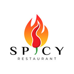 Hot Chili Food with Chili and Fire Symbol Typography Logo