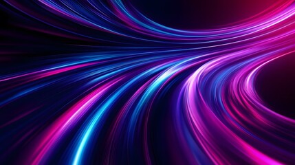Modern abstract high-speed light effect. Abstract background with curved beams of light. Technology futuristic dynamic motion. Movement pattern for banner or poster design background concept.