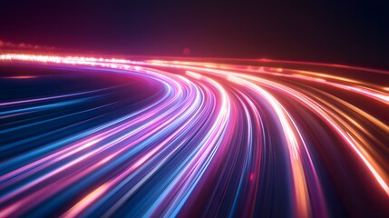 Modern abstract high-speed light effect. Abstract background with curved beams of light. Technology futuristic dynamic motion. Movement pattern for banner or poster design background concept.