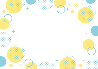 水色　黄色　水玉　幾何学　フレーム  抽象的