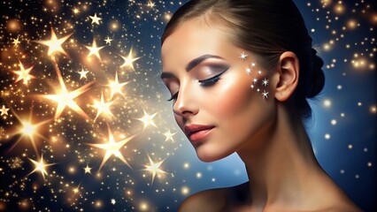 Graceful shooting stars gracefully etched onto radiant, vibrant skin