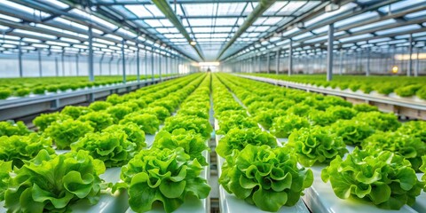 harvest, fresh, organic, sustainable, cultivation,lettuce, agriculture, green, hydroponics, Fresh green lettuce ready to harvest in a hydroponic installation in a greenhouse
