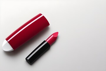Fototapeta premium Vibrant Red Lipstick Isolated on White Background in Spa Setting