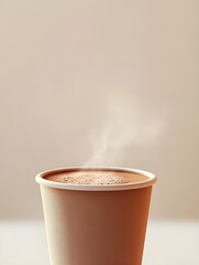 Steaming Hot Chocolate in Minimalist Takeaway Cup