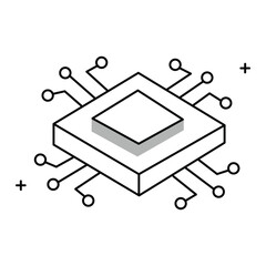 Computer Processor and CPU Vector Icon Design, CPU, microchip, central processing unit, hardware, computing technology