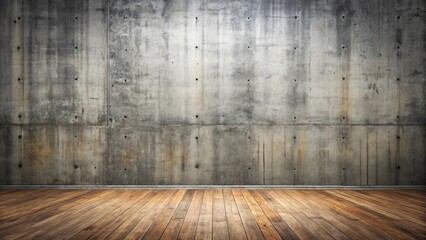 A studio background wall with concrete walls and wooden floor