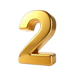 Gold Number 2 isolated on transparent background