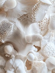The intricate interplay of capsule-like forms presents a captivating visual tapestry of distinctive shapes and textures.