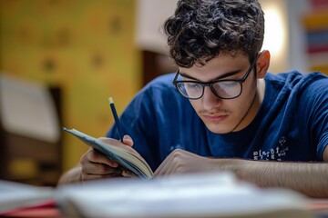 Concentration captures a student's deep engagement with their studies, marked by intense focus and resolve.