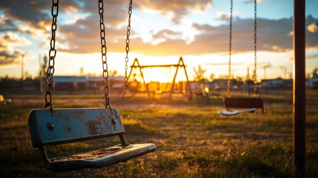 Twilight Nostalgia: Abandoned Playground in Fading Light - Powered by Adobe