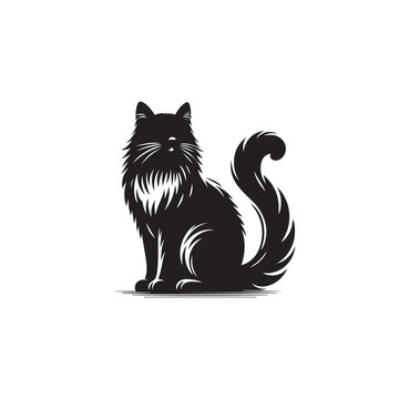 recommend clip art: Cat playing silhouette. Funny cat vector silhouette. Cat fun with child, rat, man.