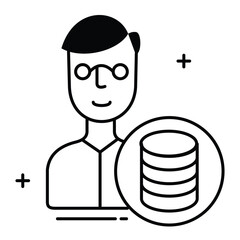 Data Mining and Machine Learning, Data Scientist Vector Icon Design,  Algorithms, Data Analysis, Business Intelligence, Statistics,